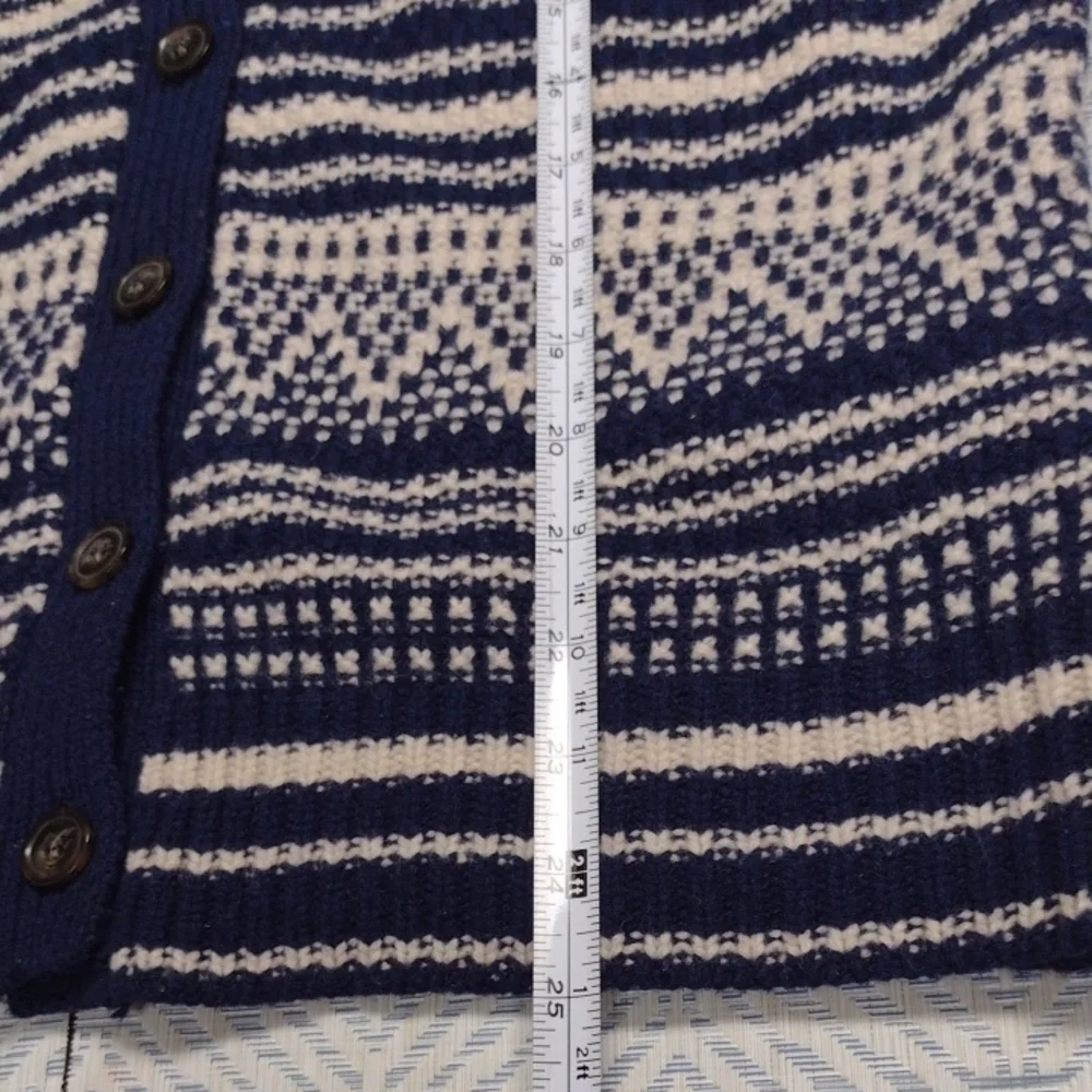 Madewell 100%Merino Wool Navy and Cream Striped Cardigan, Farm, Vacation, Y2K - Picture 11 of 12